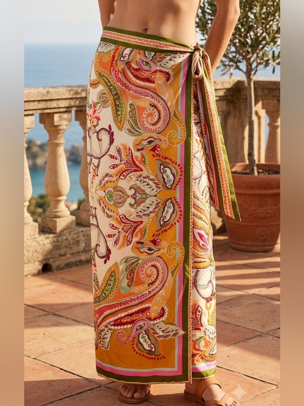 Antonio Melani Clio Satin Printed Wrap Coordinating Skirt Size 0